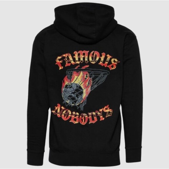 NWT Famous Nobodys Game In Flames Hoodie in Black Size Small - Picture 1 of 10